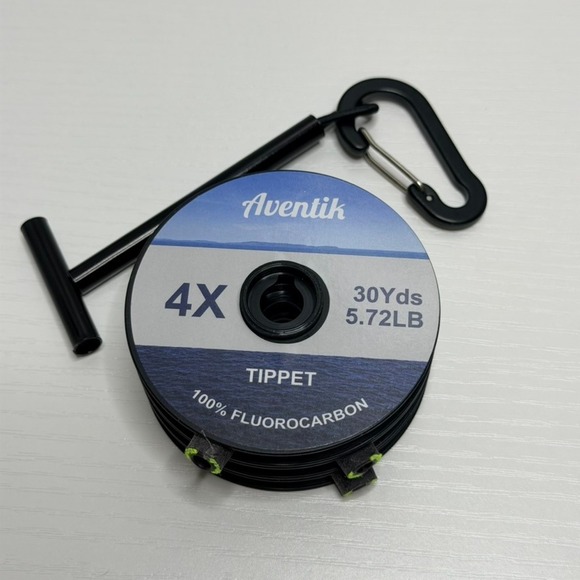 Aventik Other - Aventik 4X Fluorocarbon Fly Fishing Tippet 30Yds 5.72LB 3-Pack with Holder T-Bar